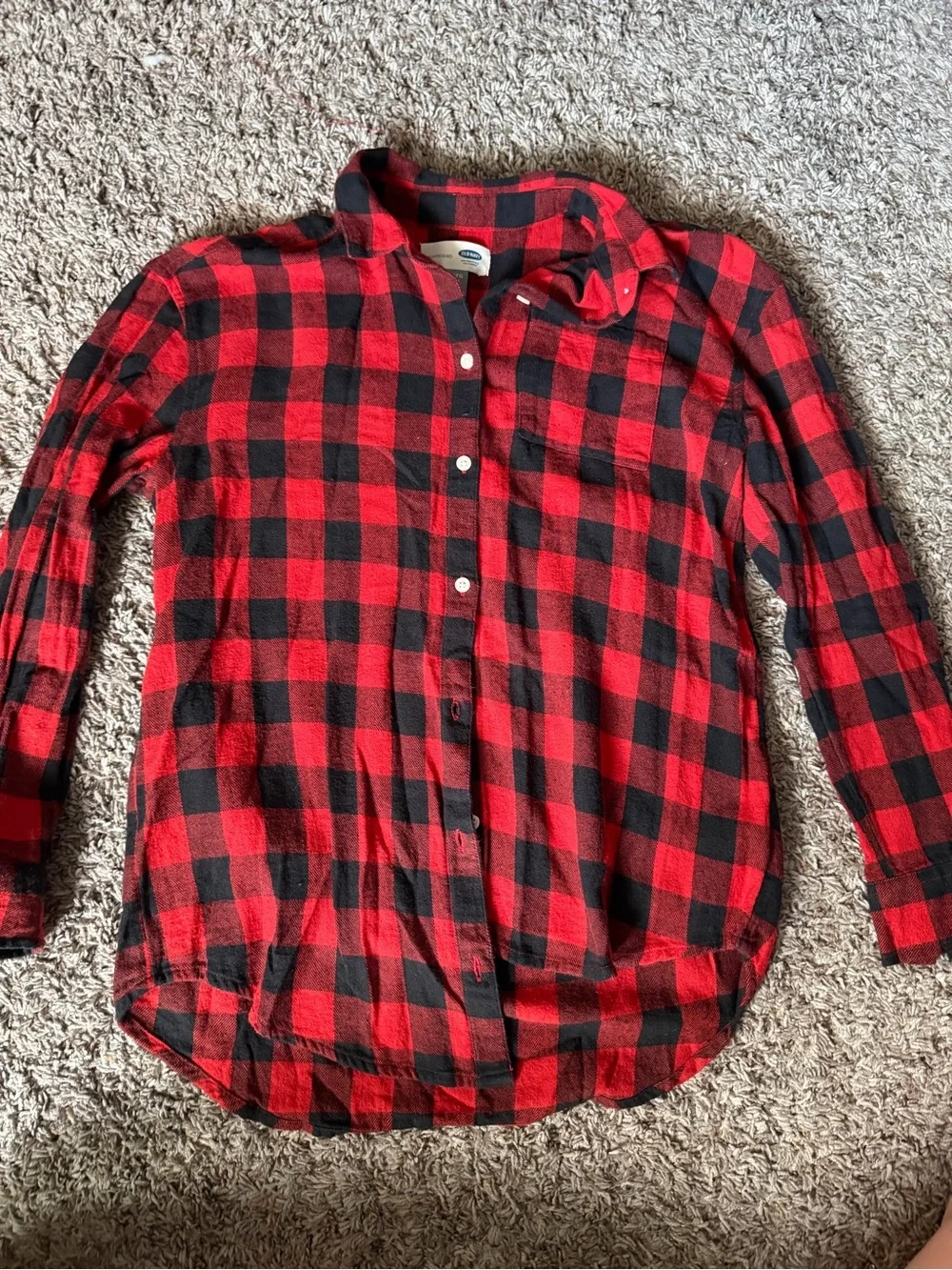 Old Navy Red & Black Plaid Button-Down Shirt - Kids